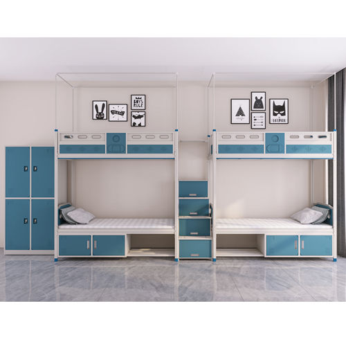 School Bunk Bed with desk and cabinet